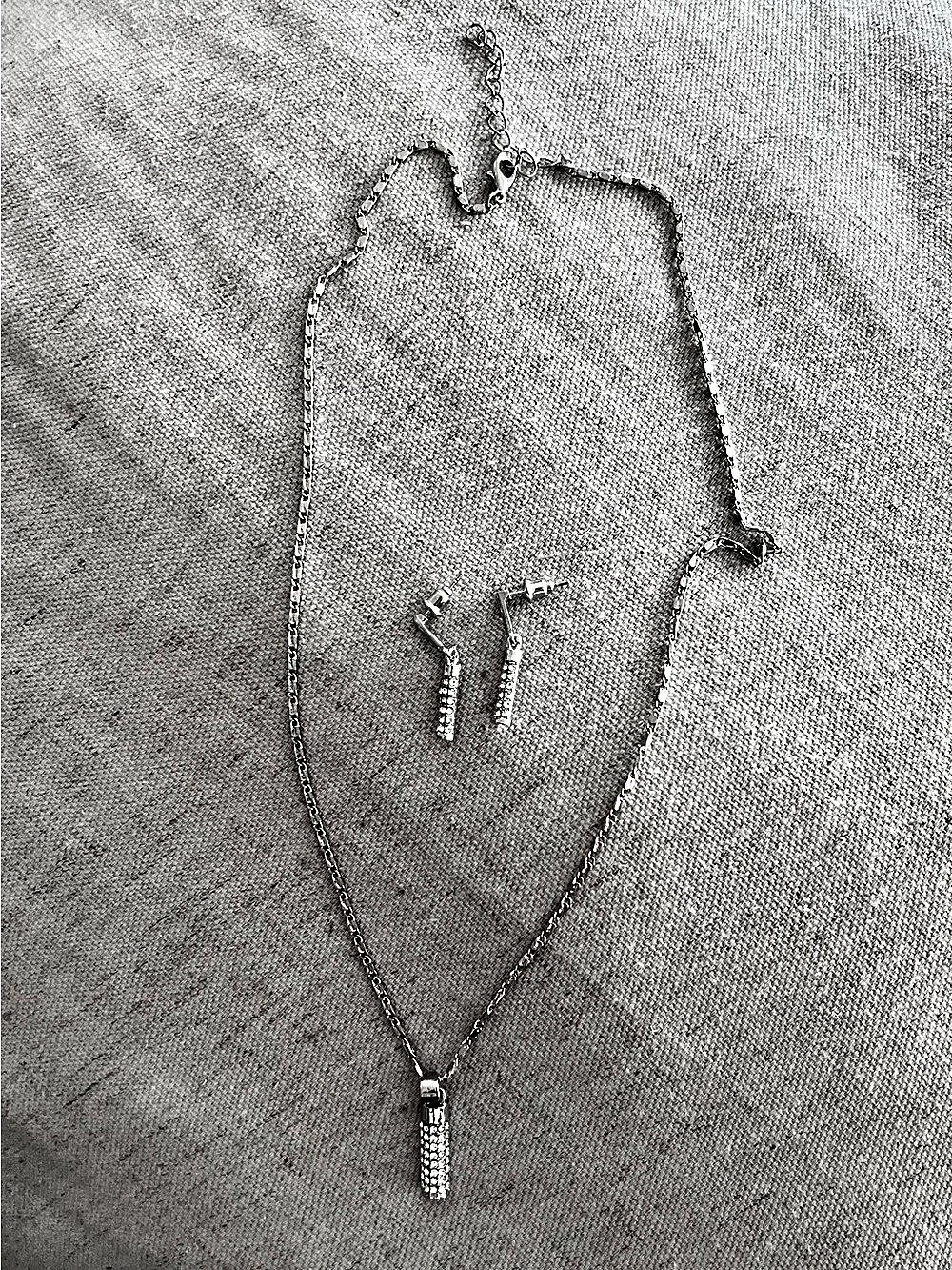 Silver Pendant Necklace & Earrings Like New
